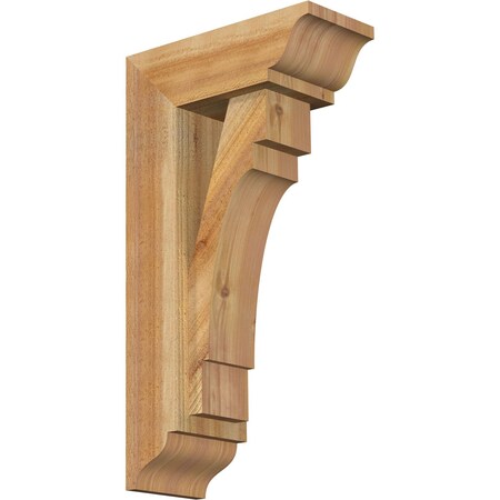 Ekena Millwork Merced Traditional Rough Sawn Bracket w/ Offset Brace, Western Red Cedar, 6"W x 14"D x 26"H BKT0604X14X26MRC01RWR